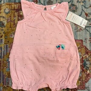 Gymboree pink blue birds knit bubble romper baby 3-6 months